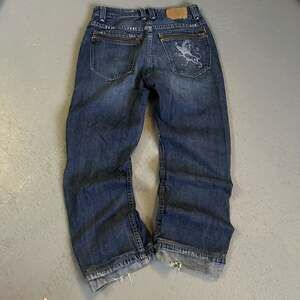 Vintage Express King of Prides Lion Embroidered Zipper Pocket Baggy Denim Jeans